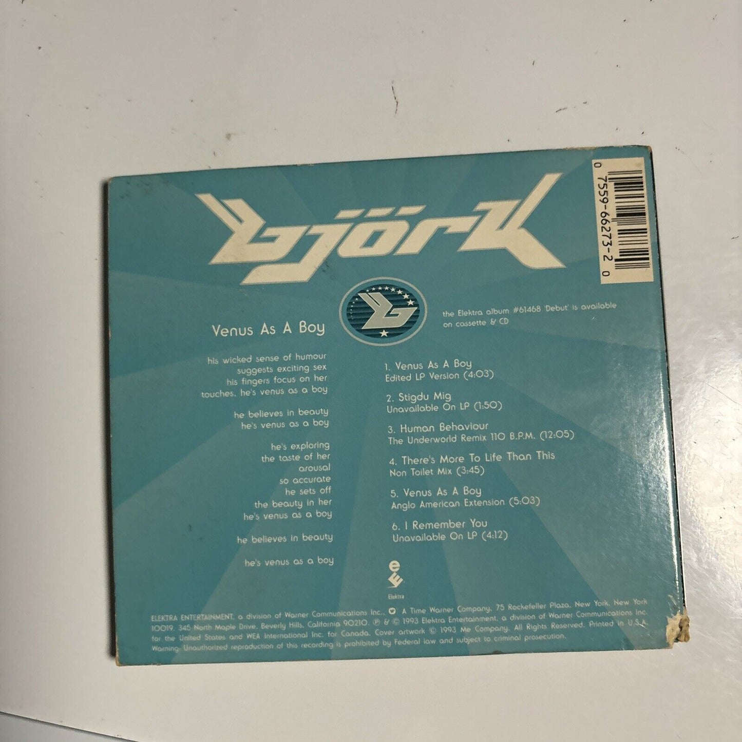 Björk - Venus As A Boy (CD, 1993) Digipak 66273-2