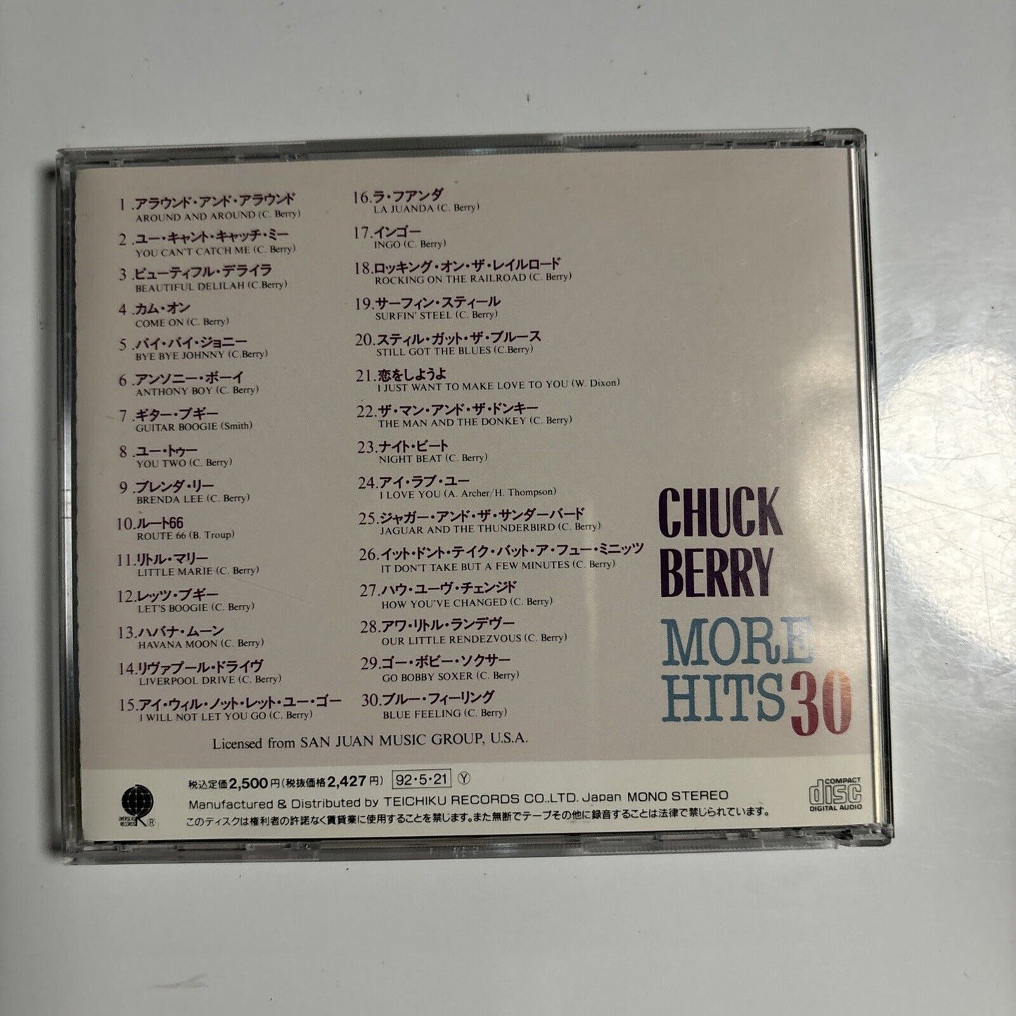 Chuck Berry - More Hits 30 (CD, 1992) Japan TECX-25193