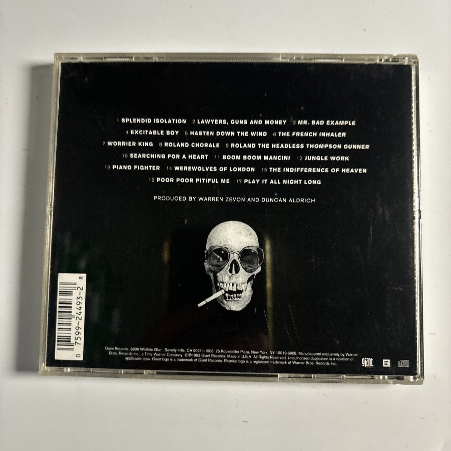 Warren Zevon - Learning To Flinch (CD, 1993) Giant Records 9 24493-2