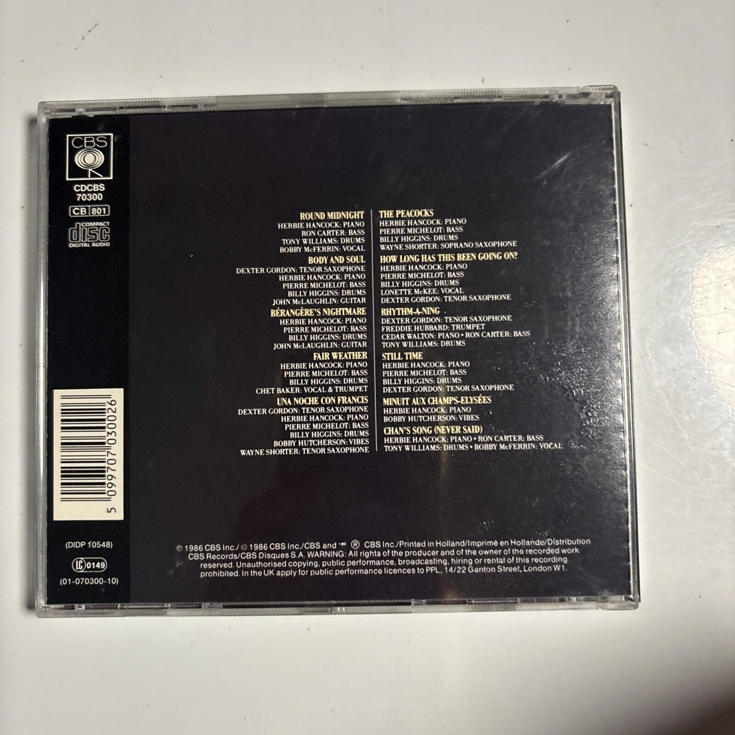 Herbie Hancock – Round Midnight - Original Motion Picture Soundtrack (CD, 1986)