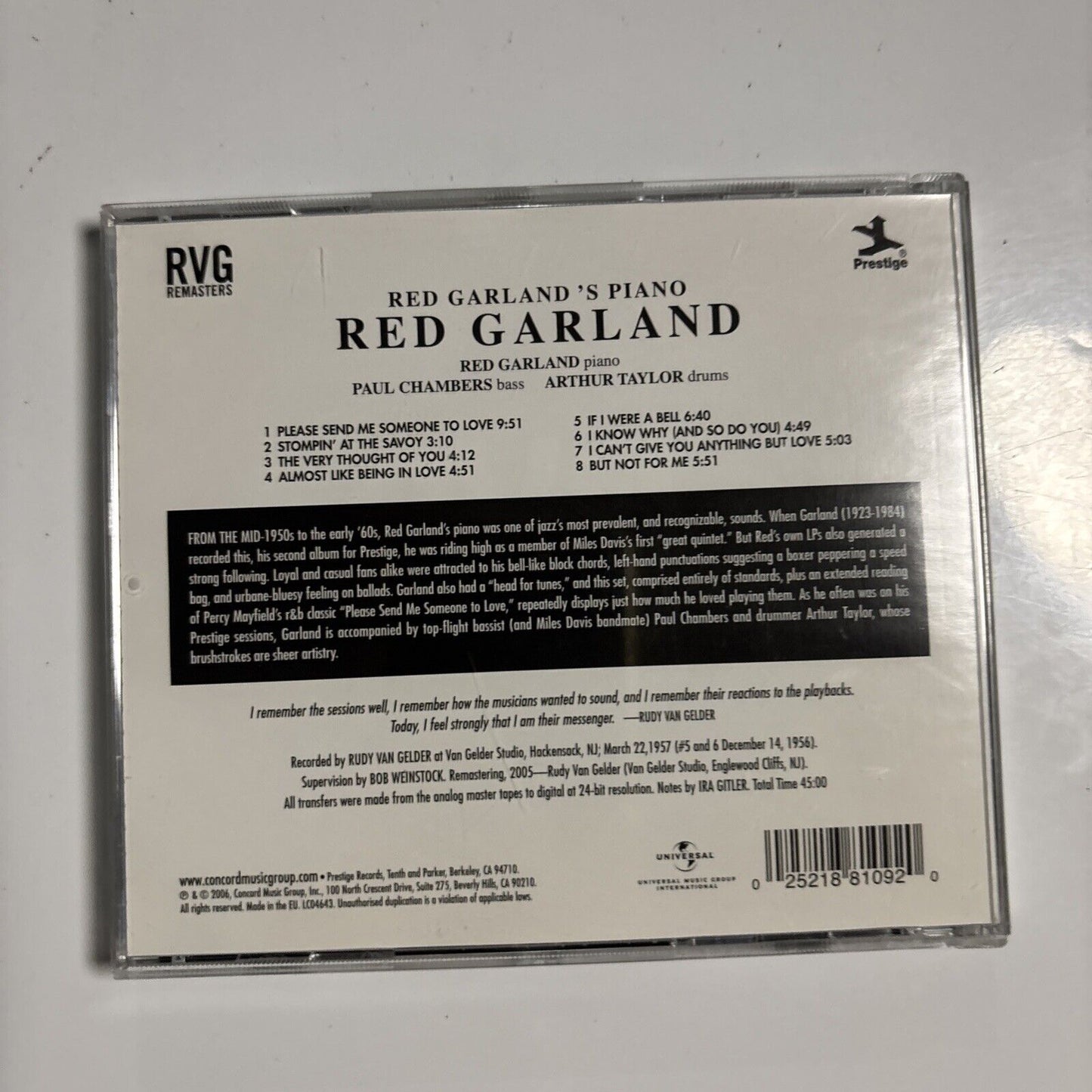 Red Garland's Piano With Paul Chambers & Art Taylor Prestige 7086 (CD, 2006)