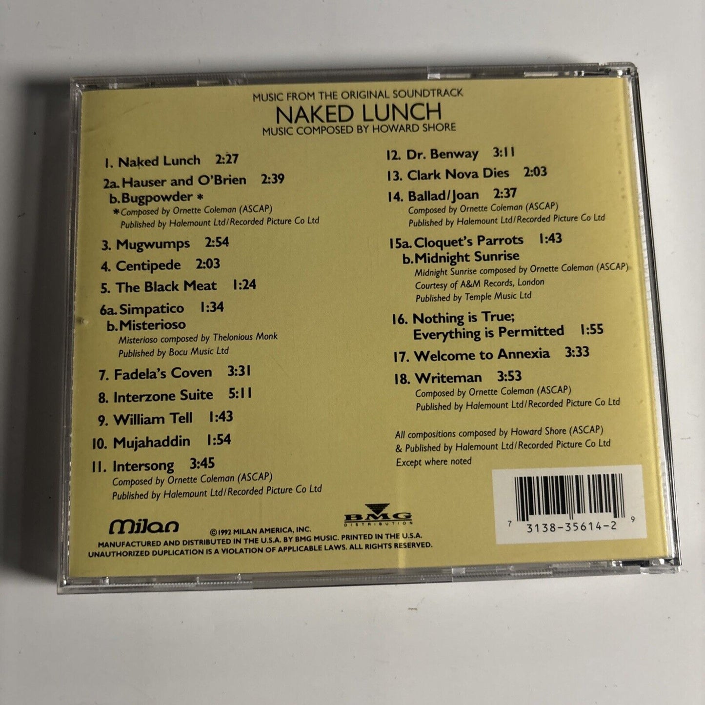 Howard Shore, Ornette Coleman – Naked Lunch (CD 1992) ECM 1481