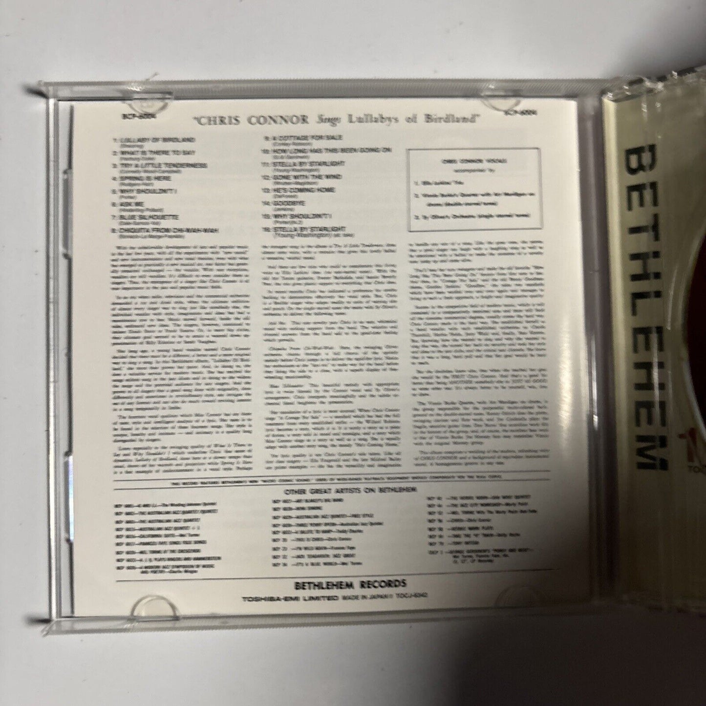 Chris Connor – Sings Lullabys Of Birdland (CD, 2005) Japan tocj-6342