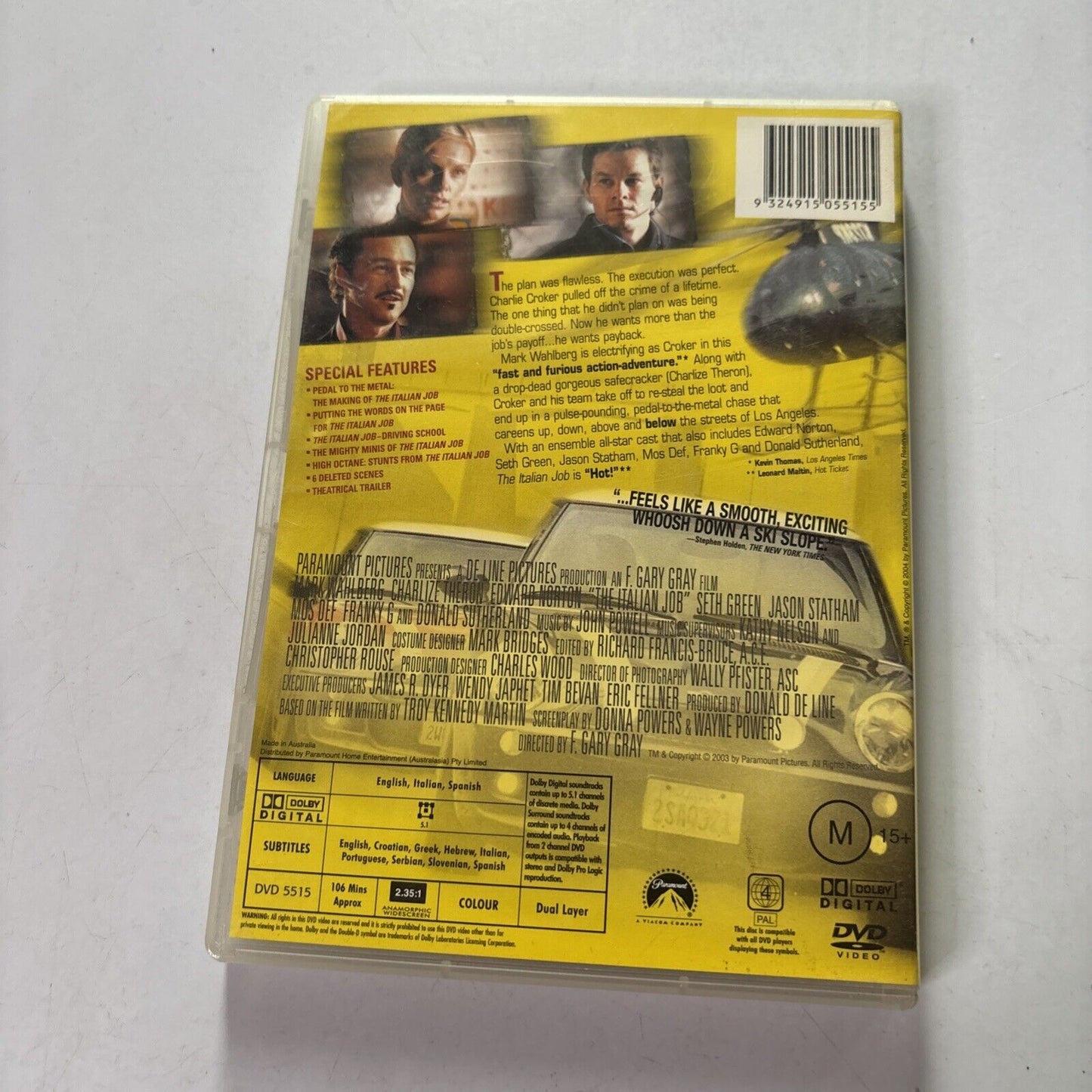 The Italian Job (DVD, 2003) Mark Wahlberg, Charlize Theron Region 4