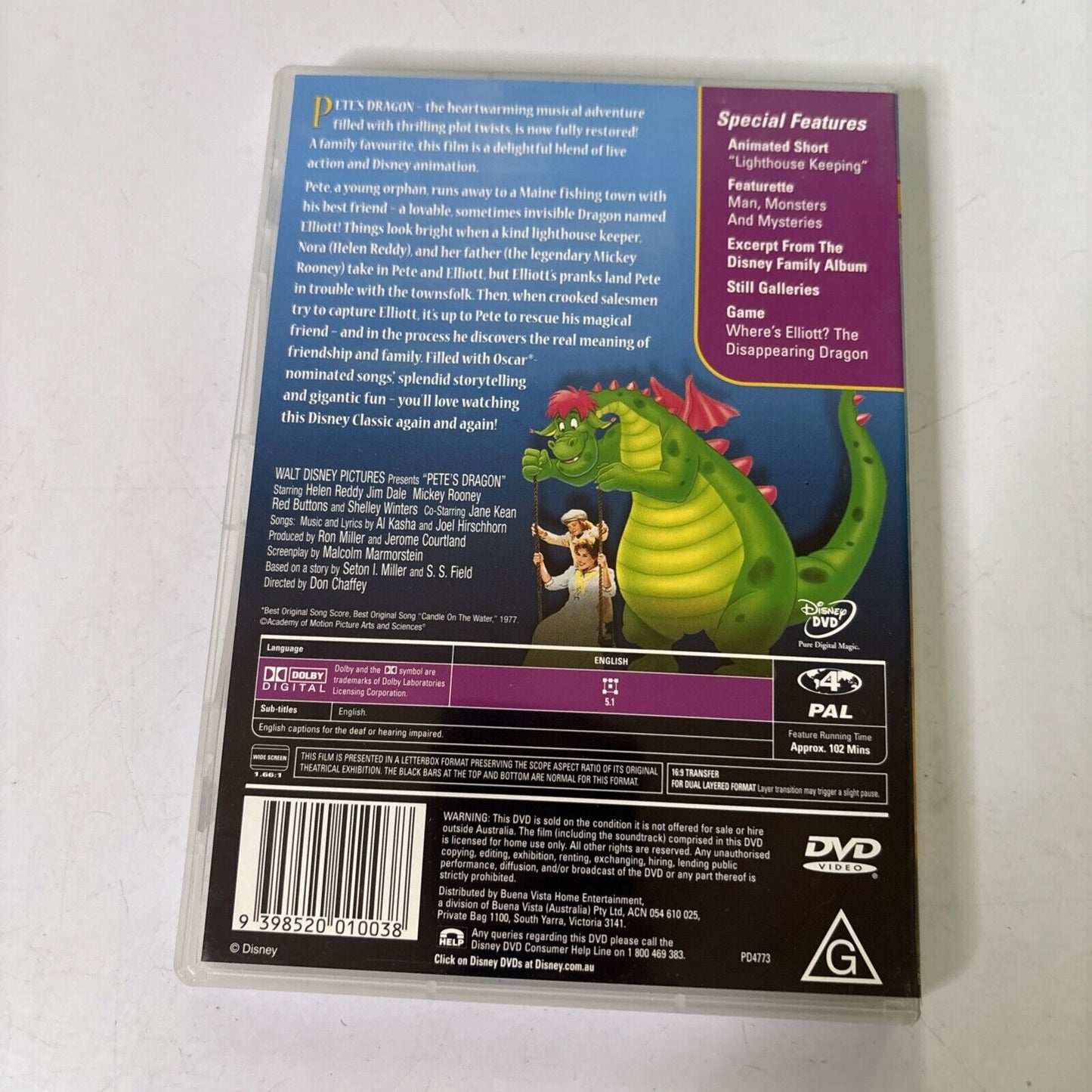 Pete's Dragon (DVD, 1977) NEW Mickey Rooney Walt Disney Region 4