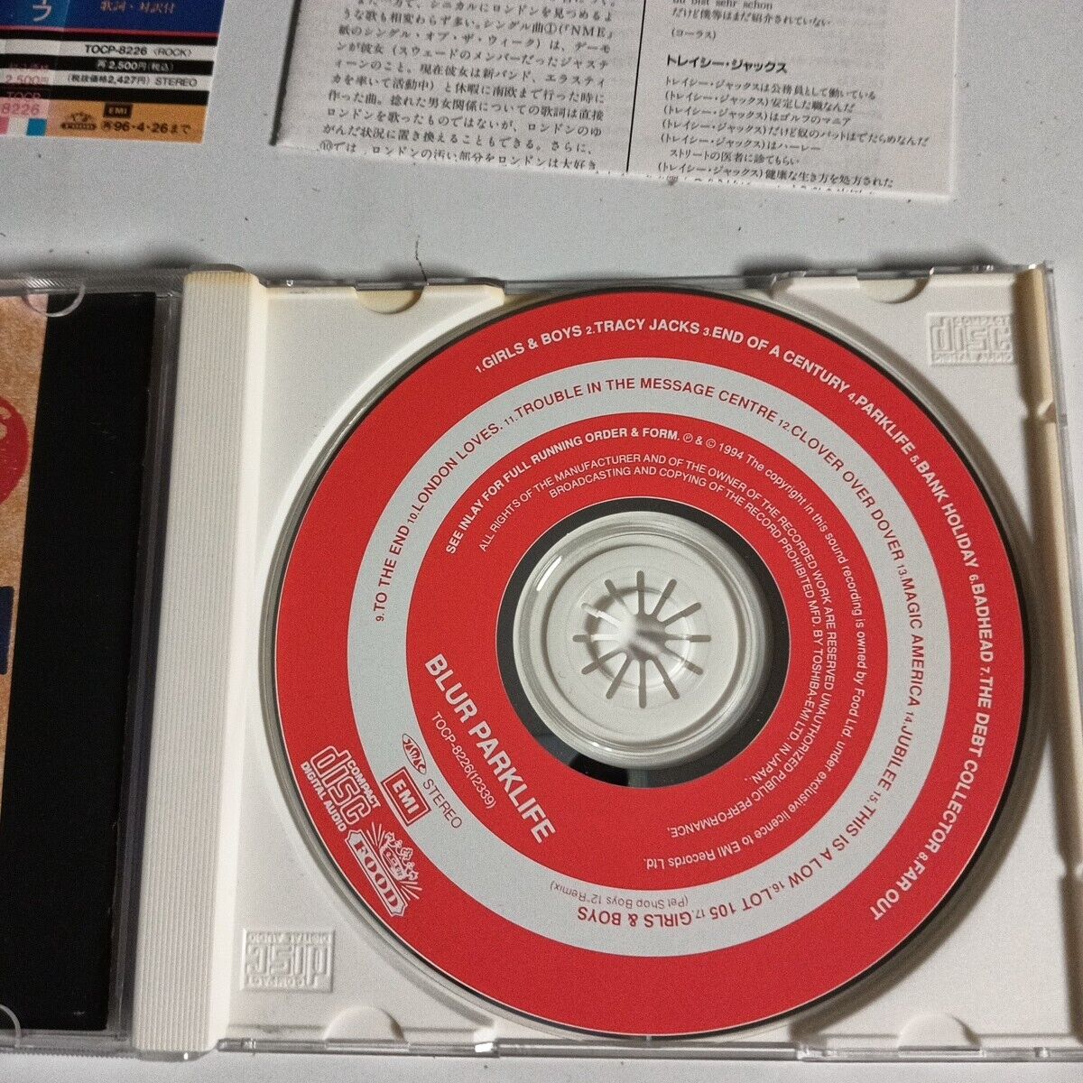 Blur ー Park Life (CD, 1994) tocp-8226 Japan obi