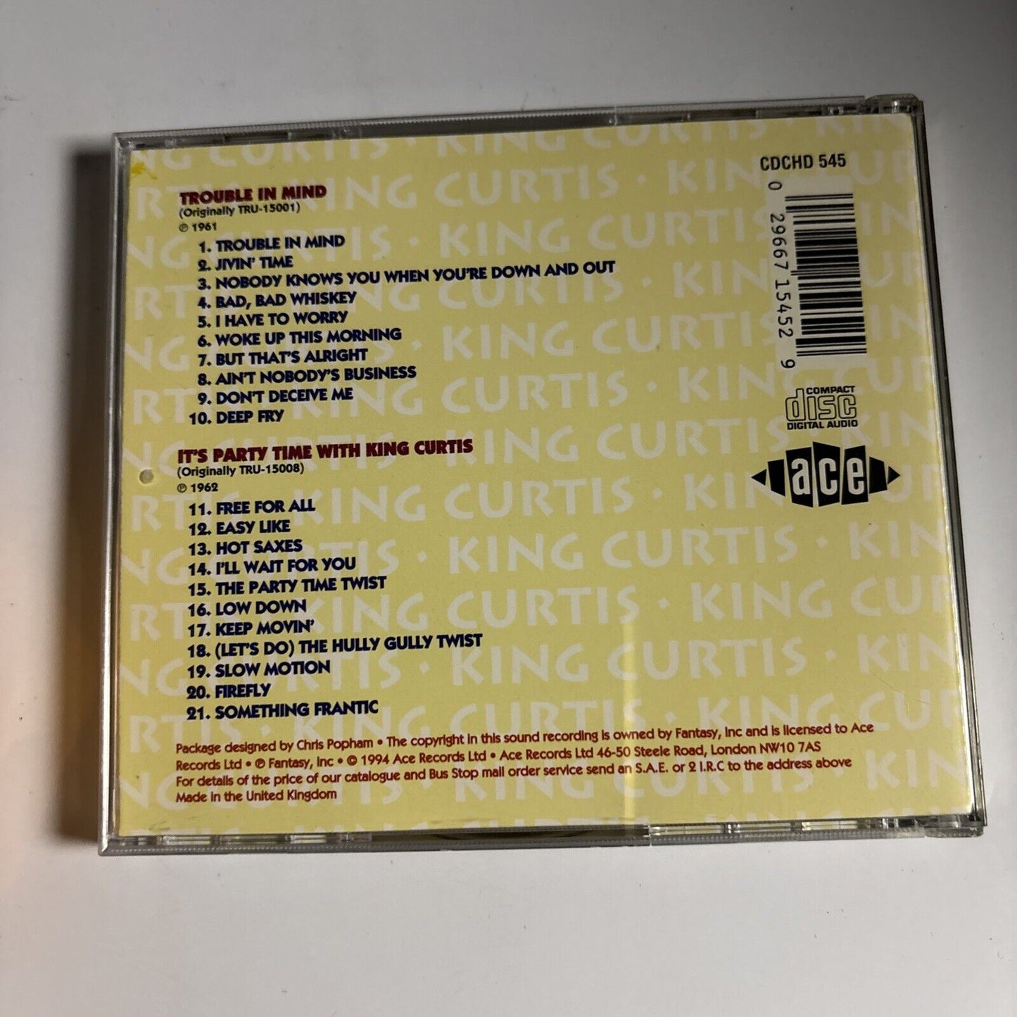 King Curtis – Trouble In Mind / It's Party Time (CD, 1994) CDCHD 545