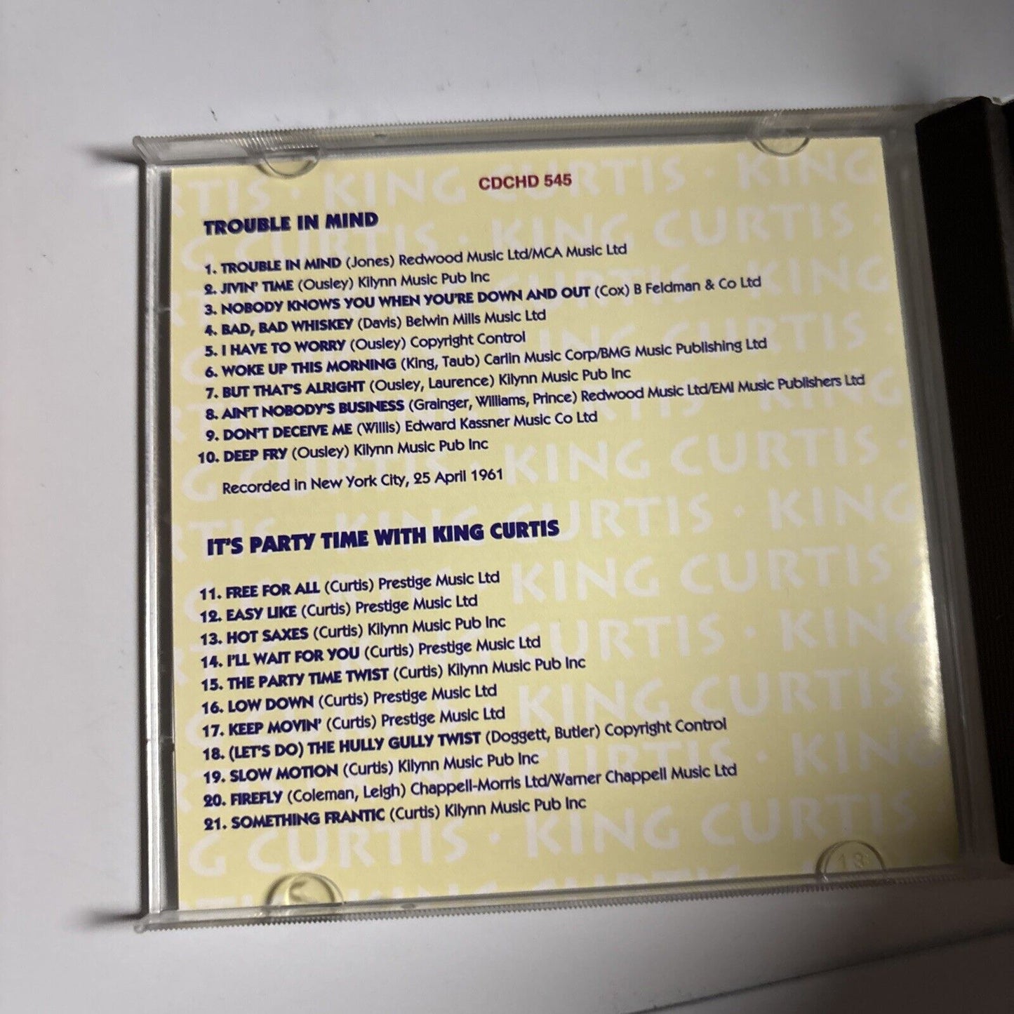 King Curtis – Trouble In Mind / It's Party Time (CD, 1994) CDCHD 545