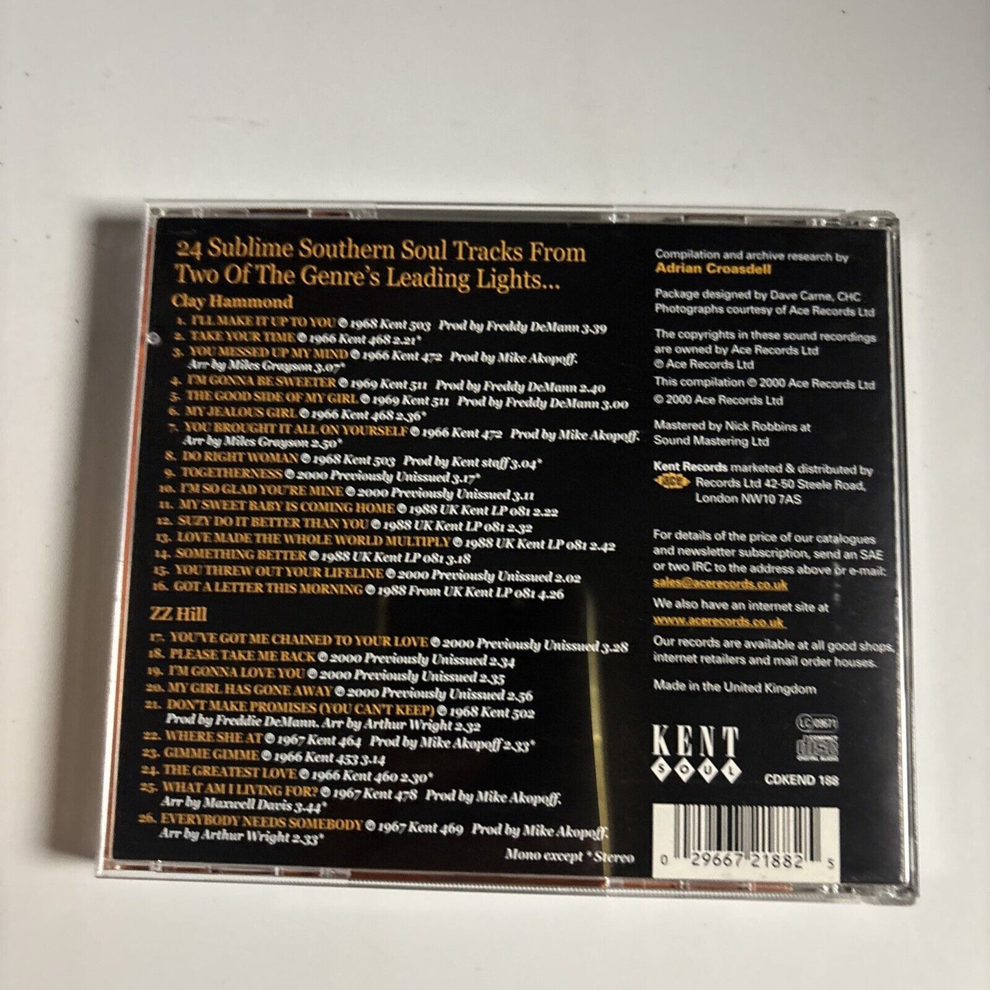 Clay Hammond & ZZ Hill – Southern Soul Brothers (CD, 2000) CDKEND 188
