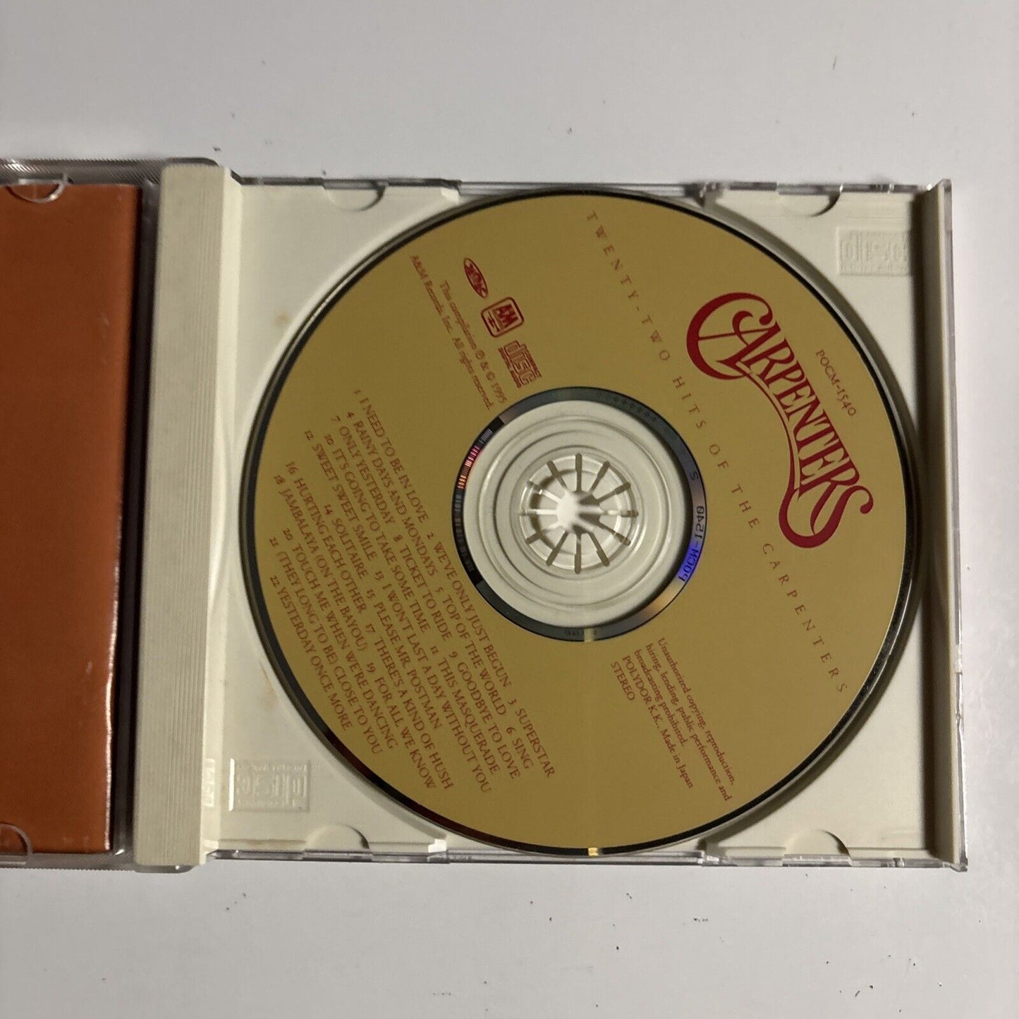 Carpenters – Twenty-Two Hits Of The Carpenters (CD, 1995) pocm-1540 Japan