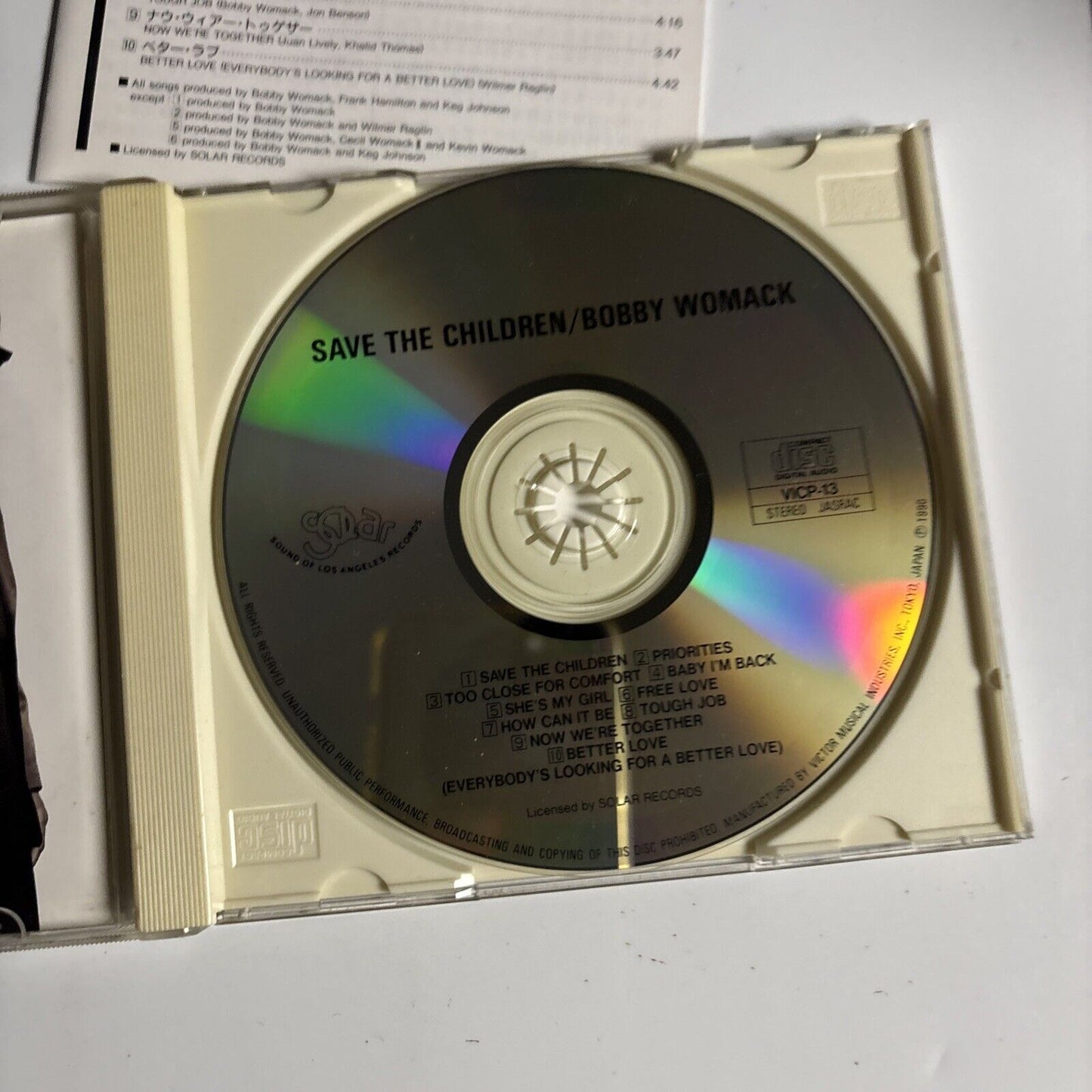 Bobby Womack – Save The Children (CD, 1990) vicp-13 Japan