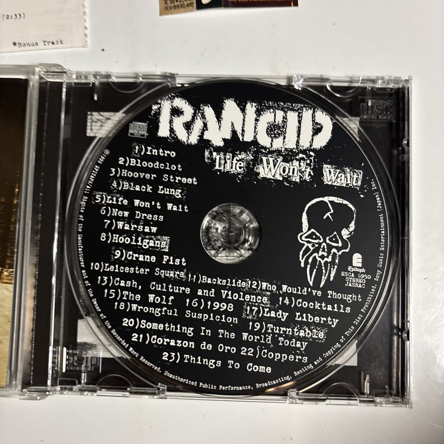 Rancid – Life Won't Wait (CD, 1998) esca-6950 Japan Bonus Track, obi