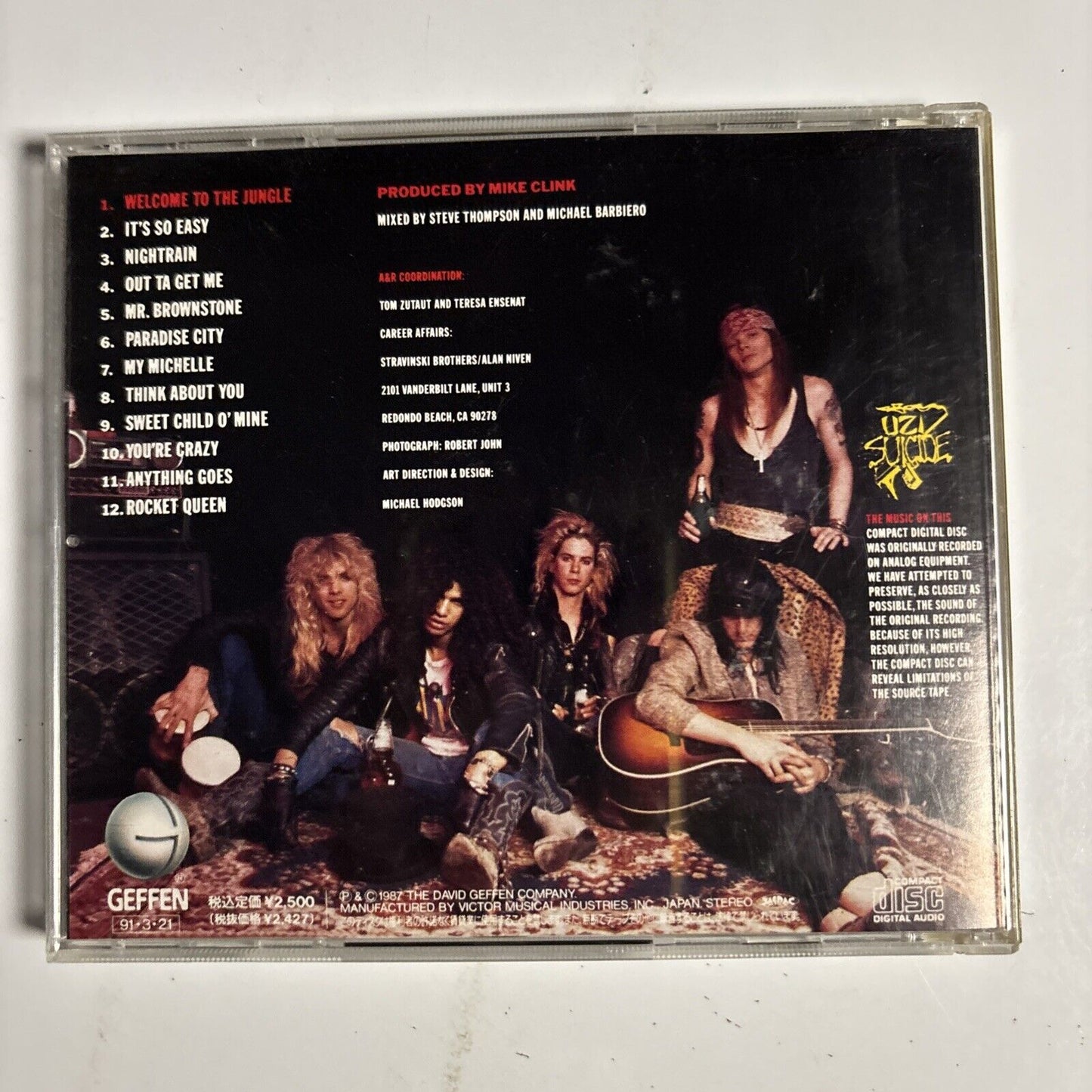 Guns N' Roses – Appetite For Destruction (CD, 1991) mvcg-12 Japan