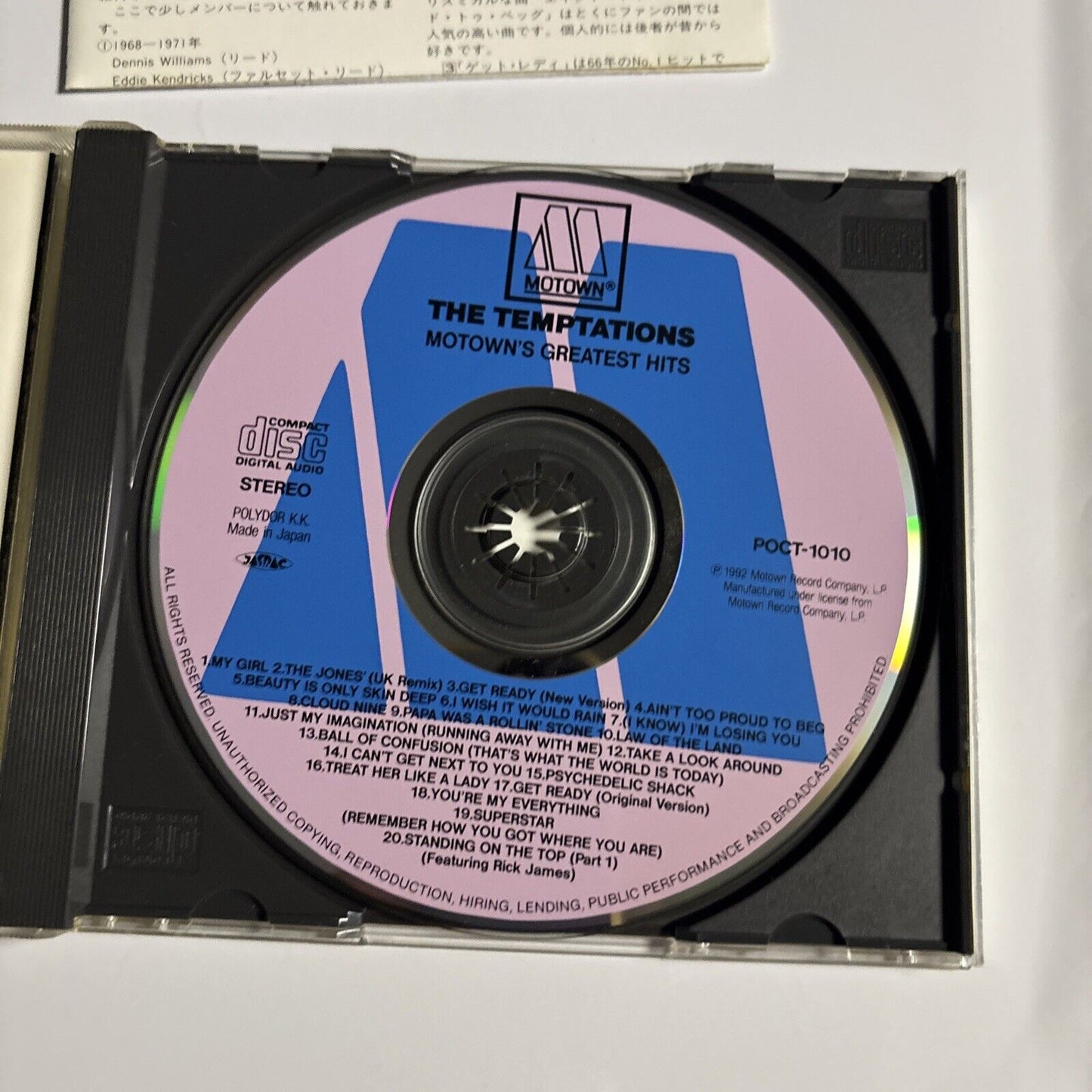 The Temptations – Motown's Greatest Hits (CD, 1992) poct-1010 Japan