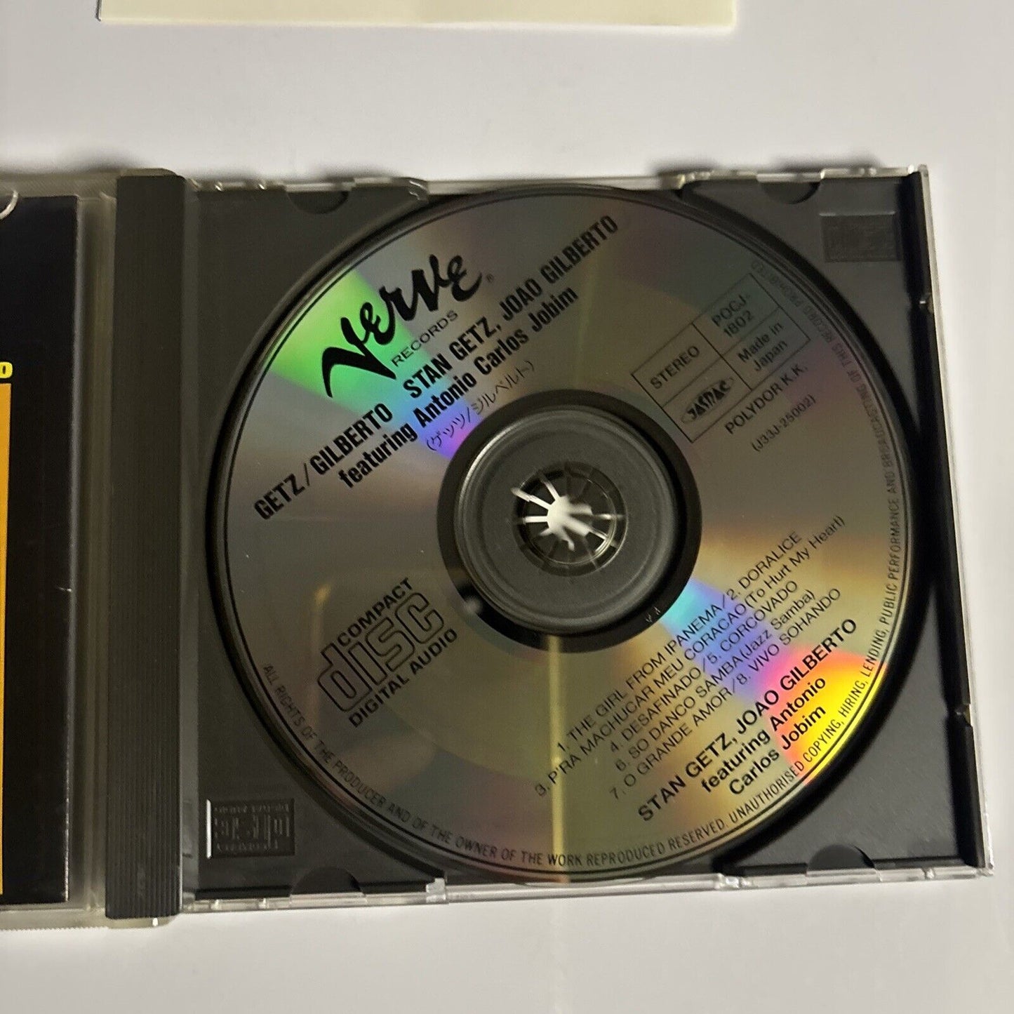 Stan Getz, João Gilberto Featuring Antonio Carlos Jobim CD 1990 pocj-1802 Japan