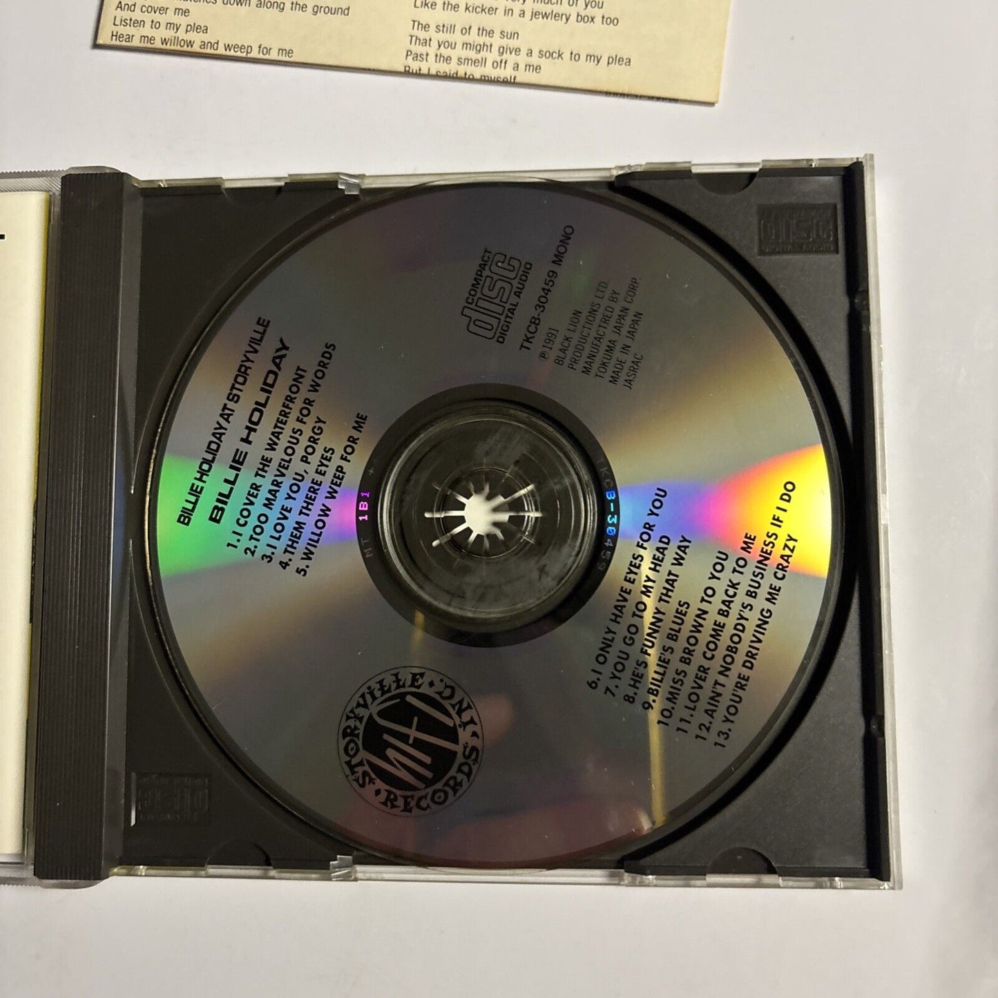 Billie Holiday – Billie Holiday At Storyville (CD, 1991) tkcb-30459 Japan