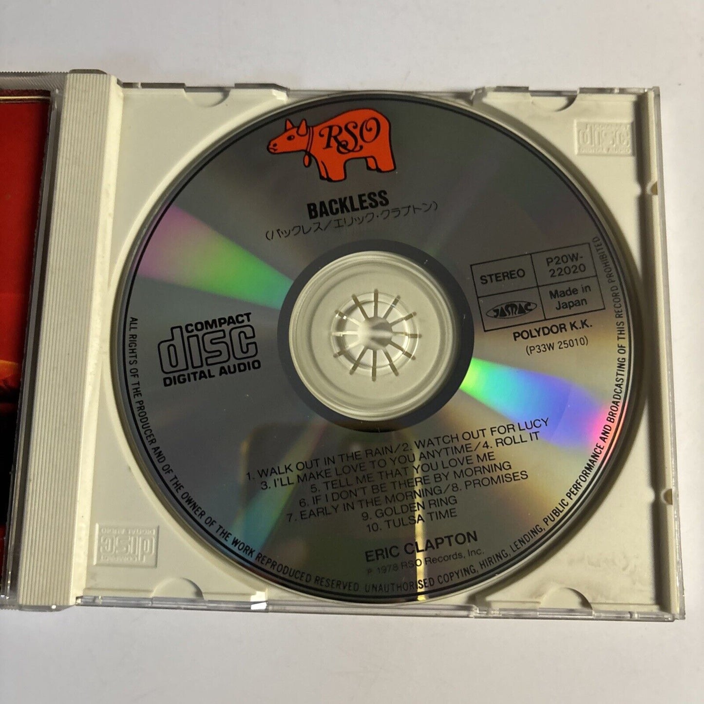 Eric Clapton – Backless (CD, 1989) p20w-22020 Japan