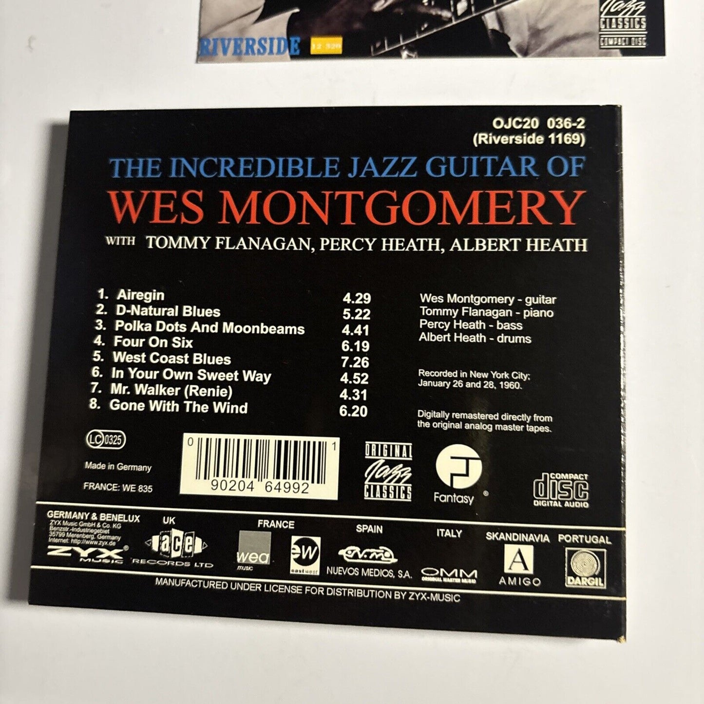 Wes Montgomery – The Incredible Jazz Guitar Of Wes Montgomery (CD, 1960) Digipak