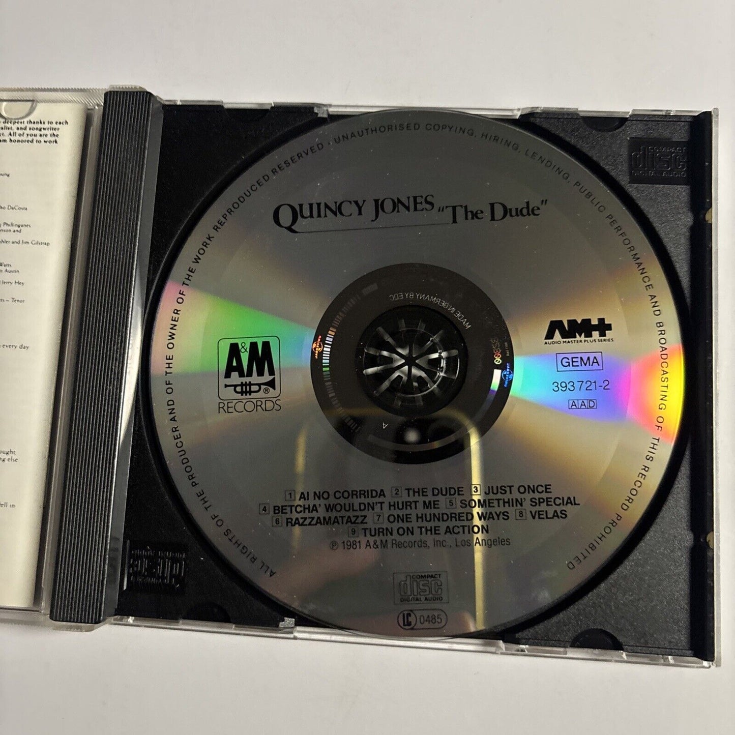 Quincy Jones – The Dude (CD, 1981) 393 721-2