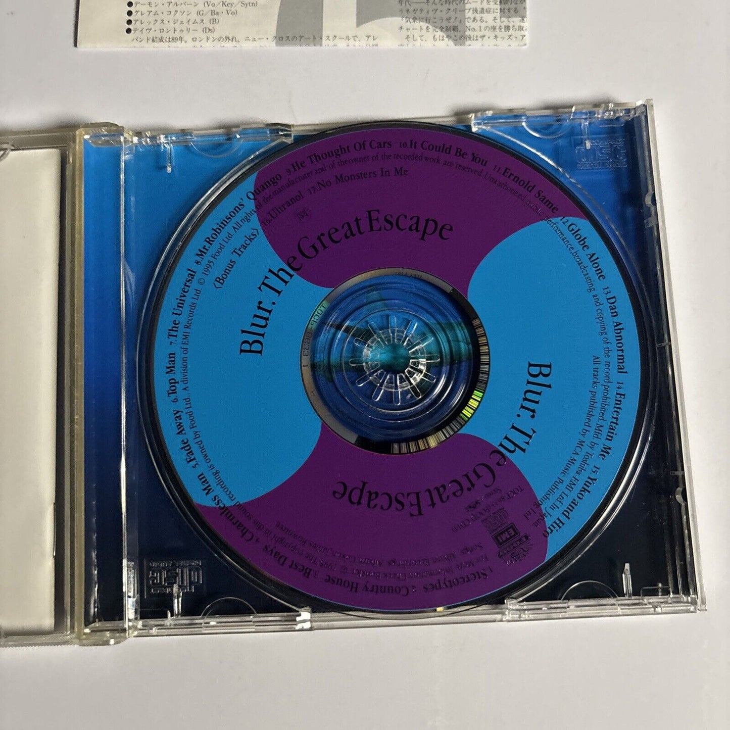 Blur – The Great Escape (CD, 1995) tocp-8633 Japan