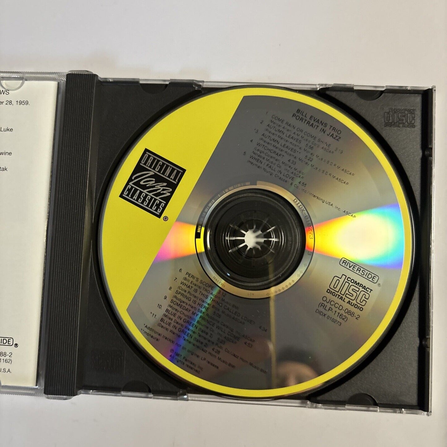 Bill Evans Trio – Portrait In Jazz (CD, 1987) OJCCD-088-2