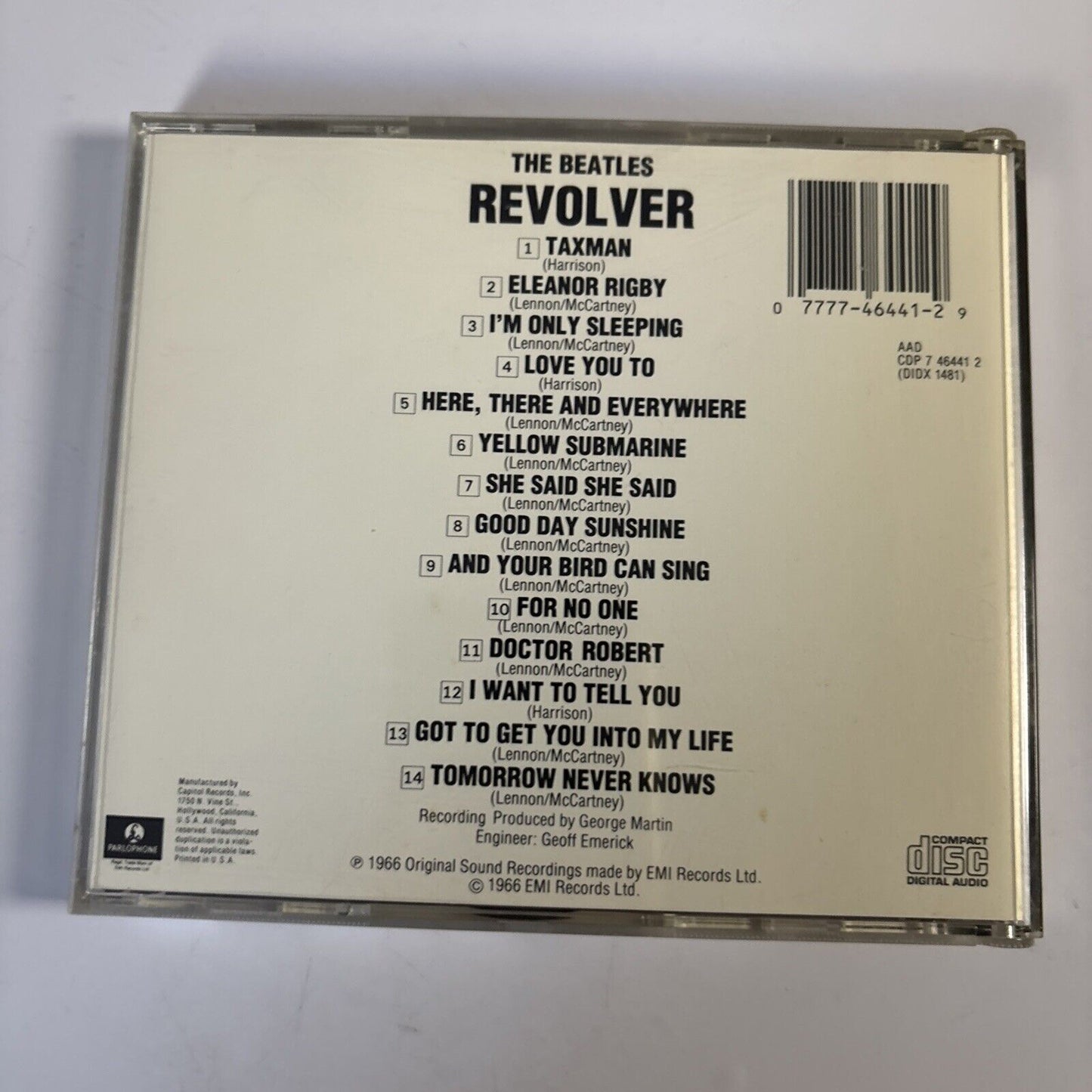 The Beatles – Revolver (CD, 1966) CDP 7 46441 2