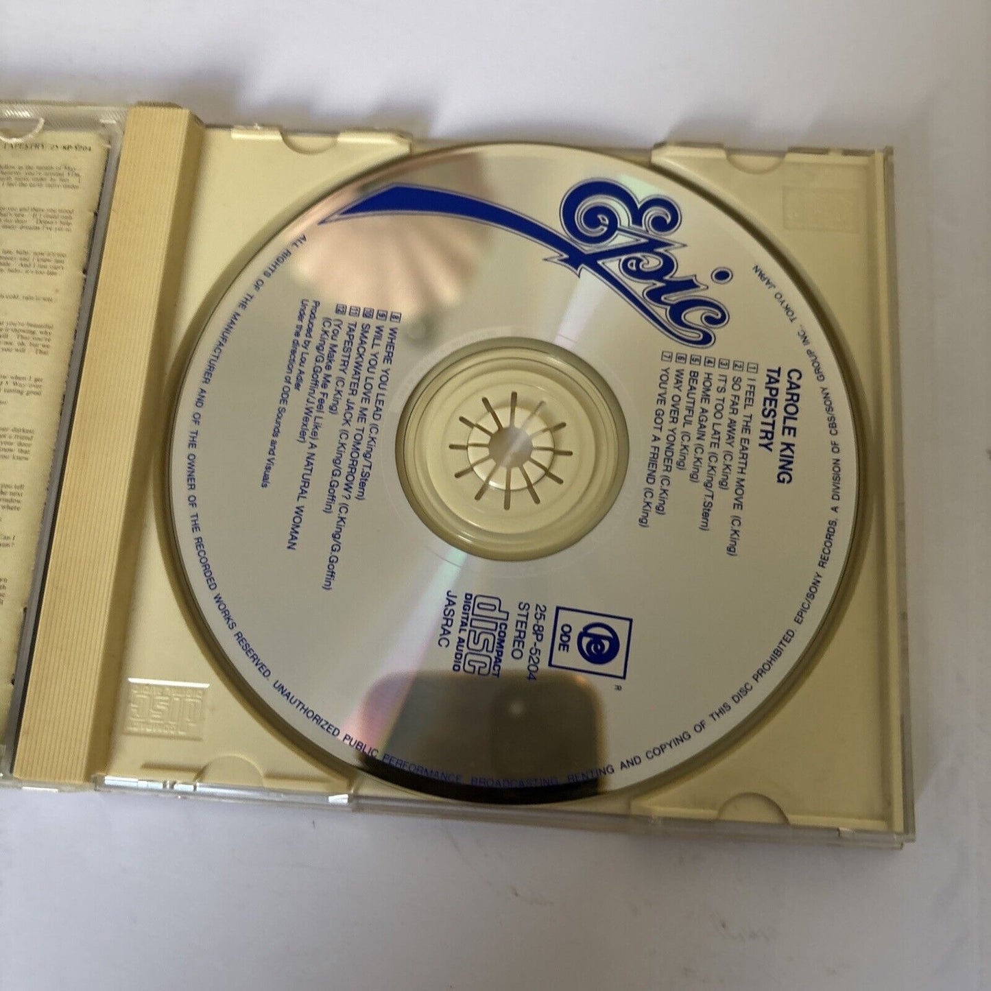 Carole King – Tapestry (CD, 1989) 25-8p-5204 Japan