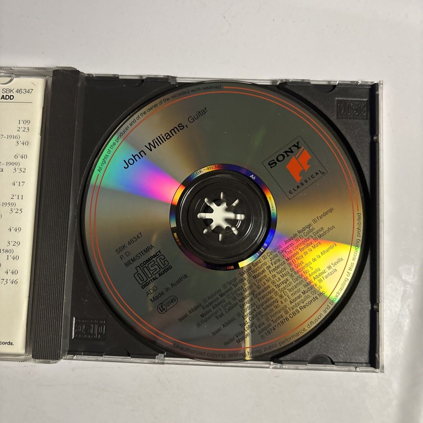 John Williams – Spanish Guitar Music (CD, 1990) SBK 46347