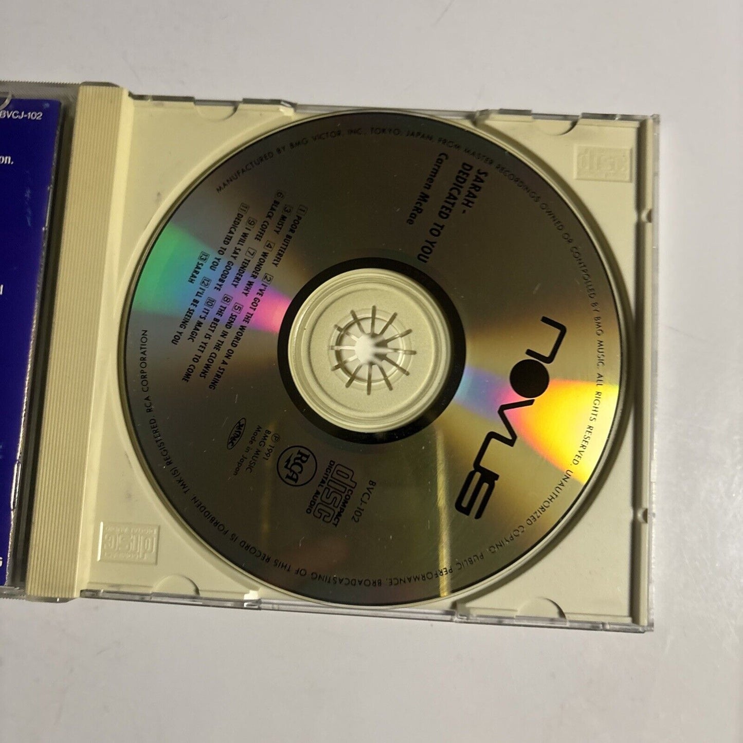 Carmen McRae – Sarah - Dedicated To You (CD, 1991) bvcj-102 Japan