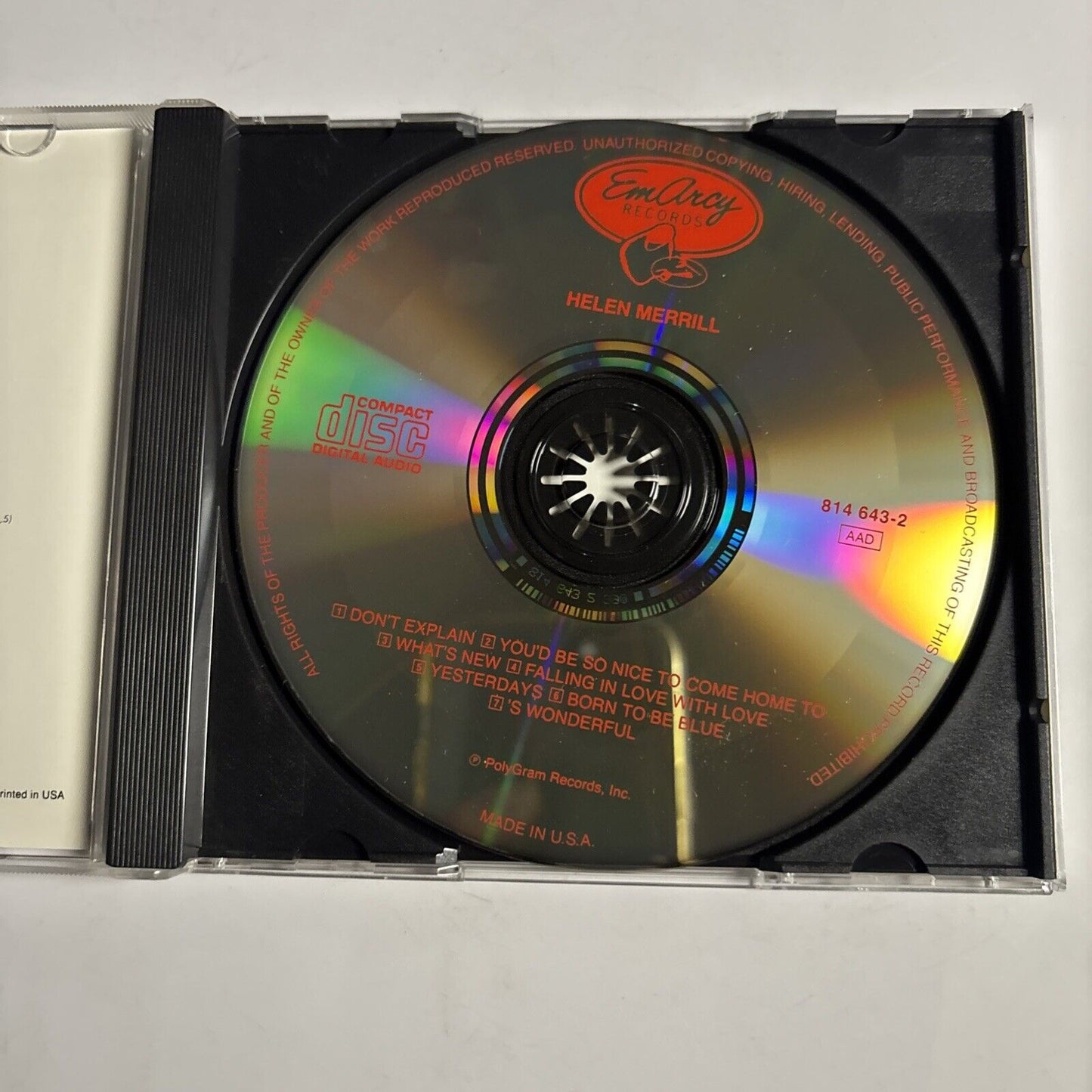 Helen Merrill – Helen Merrill (CD, 1955) 814 643-2