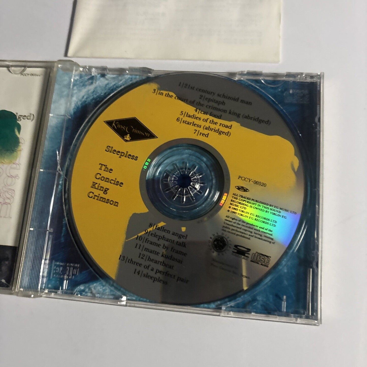 King Crimson – Sleepless: The Concise King Crimson (CD, 1994) pccy-00520 Japan
