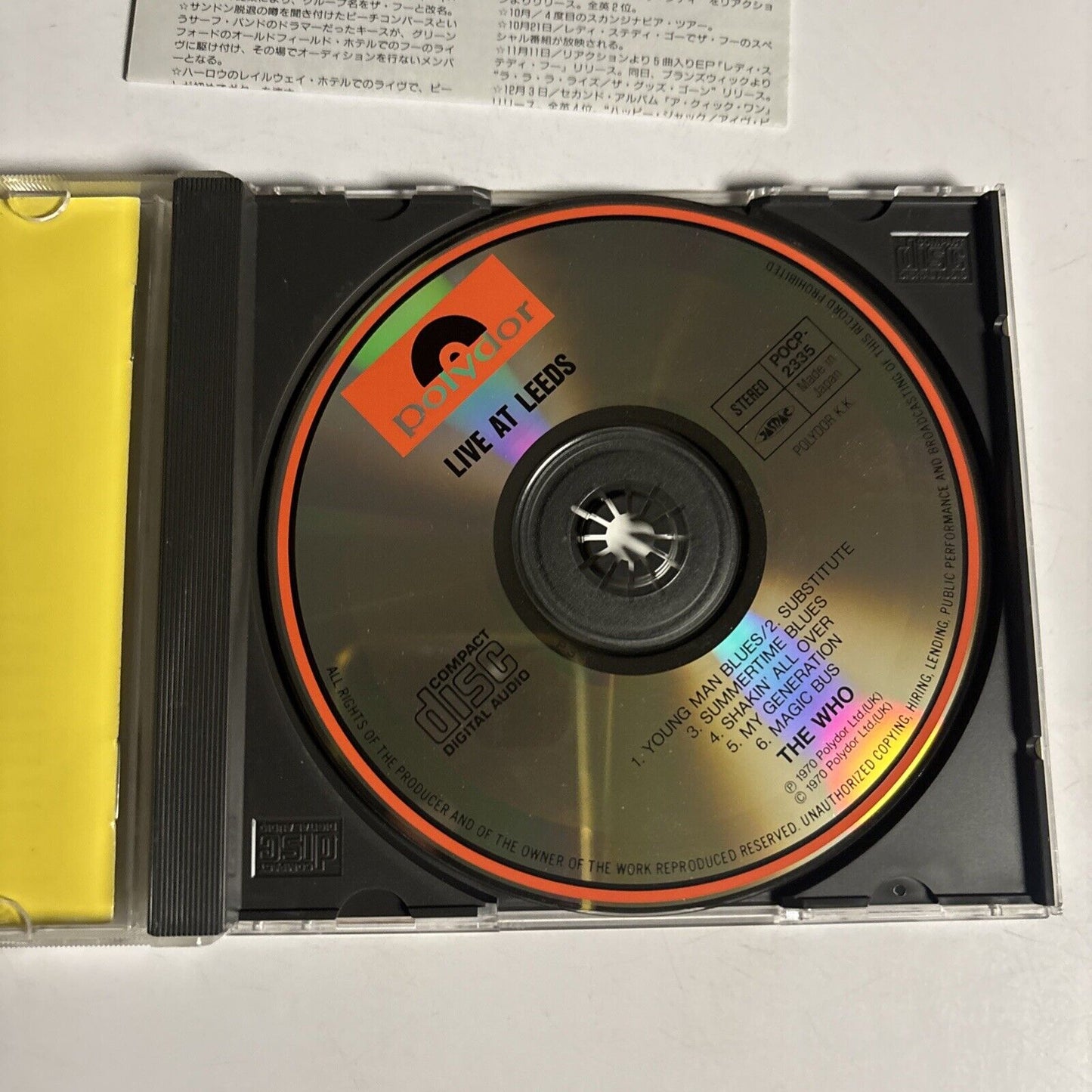 The Who – Live At Leeds (CD, 1994) pocp-2335 Japan