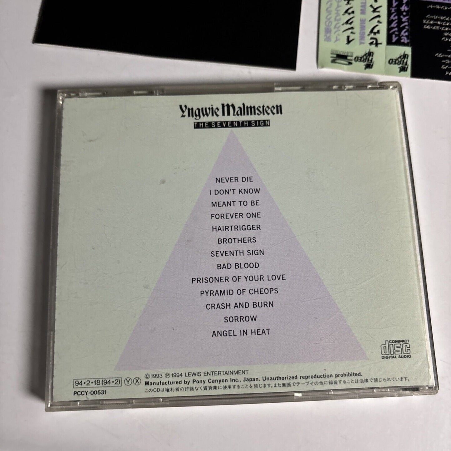 Yngwie Malmsteen – The Seventh Sign (CD, 1994) pccy-00531 Japan obi