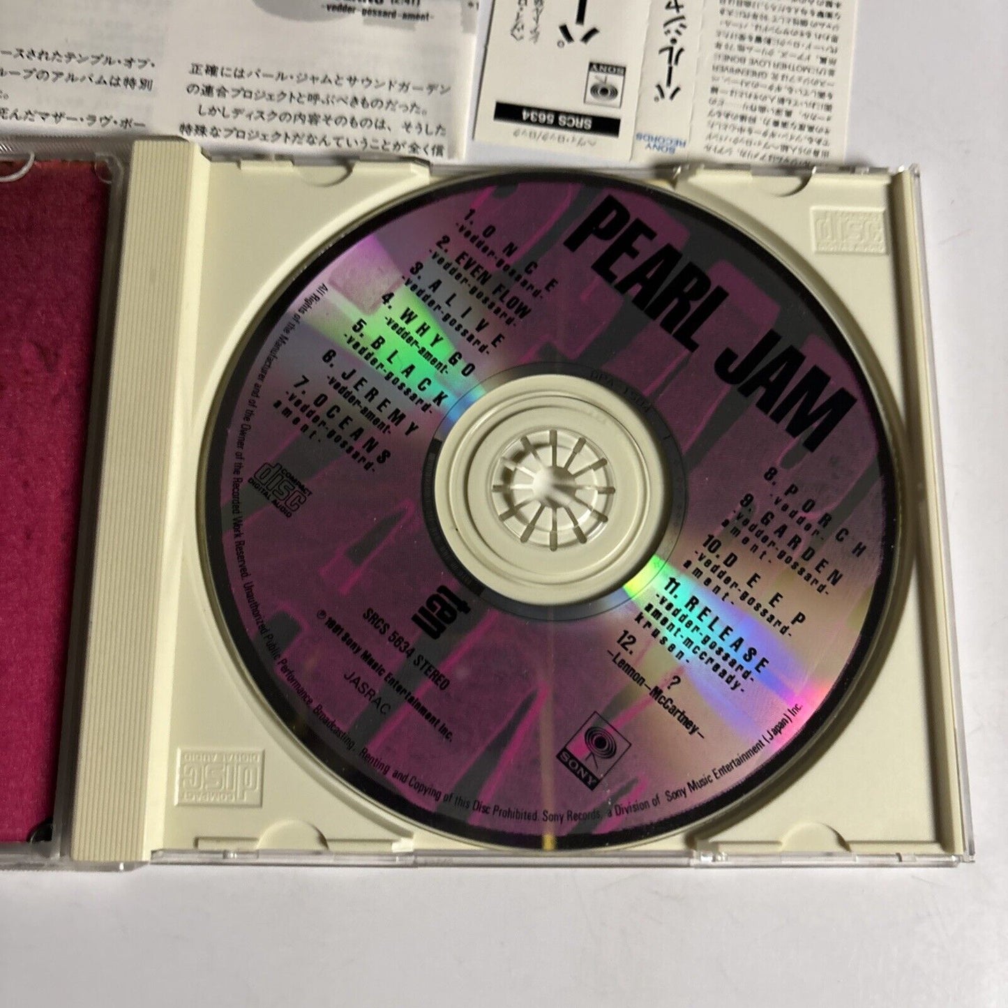 Pearl Jam – Ten (CD, 1991) srcs-5634 Japan obi