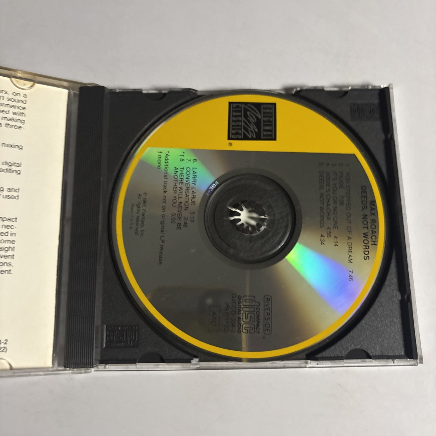 Max Roach – Deeds, Not Words (CD, 1987) OJCCD-304-2
