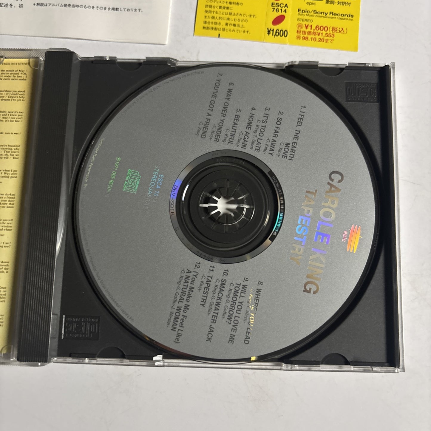 Carole King – Tapestry (CD, 1996) esca-7614 Japan