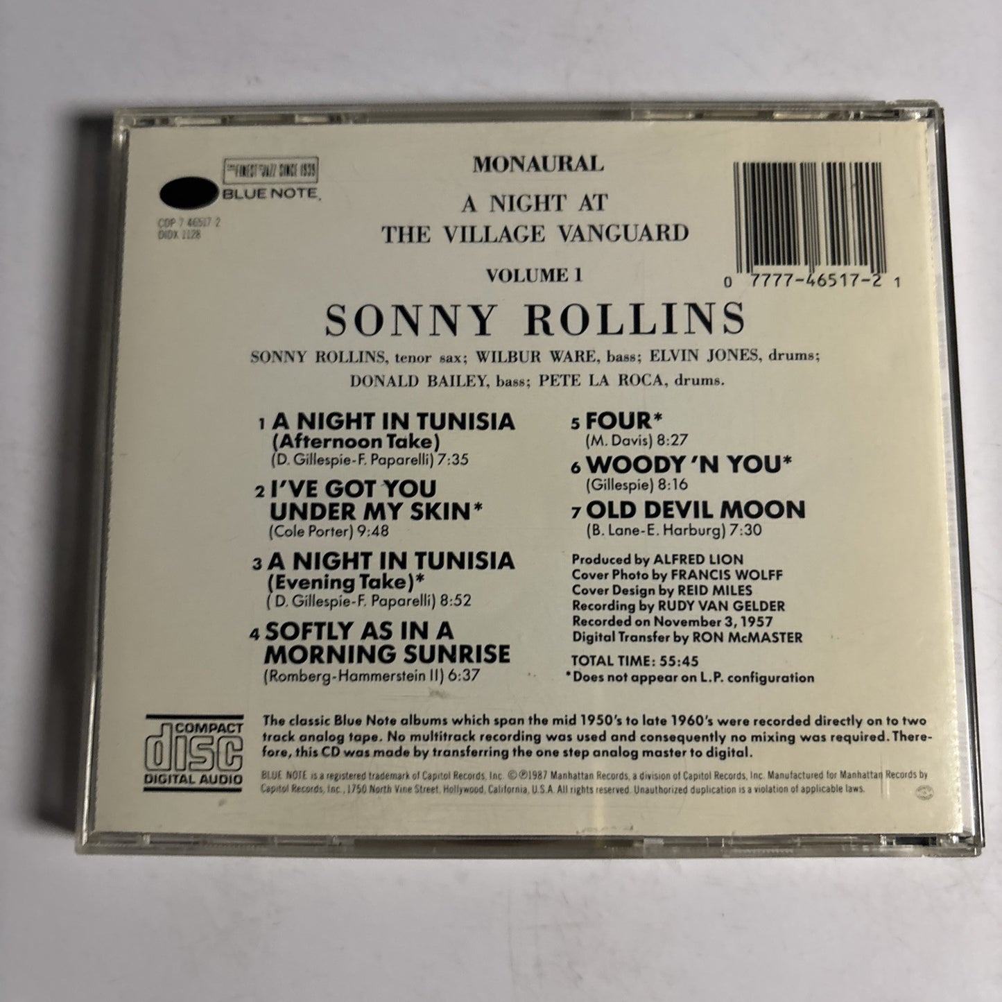 Sonny Rollins – A Night At The "Village Vanguard" Volume 1 (CD, 1957)