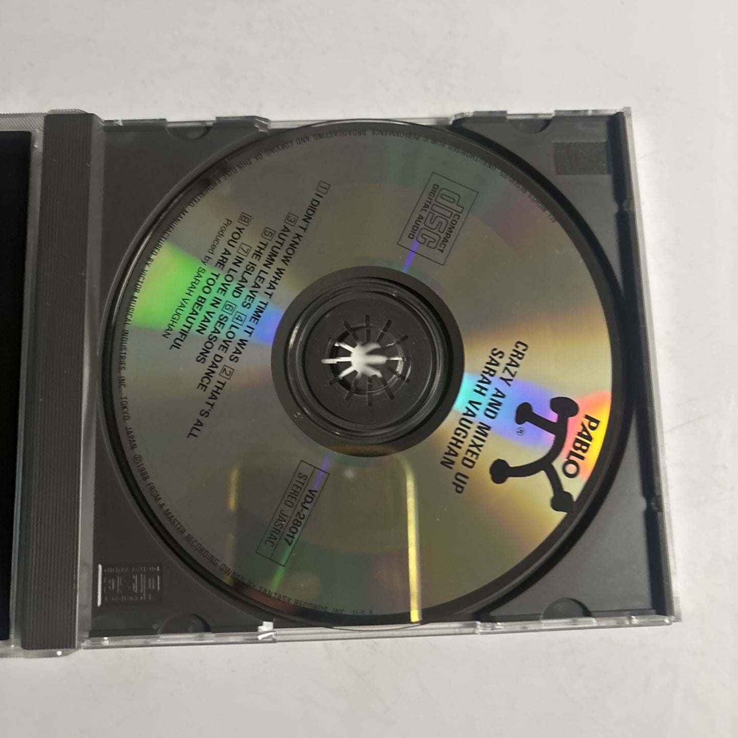Sarah Vaughan – Crazy And Mixed Up (CD, 1988) vdj-28017 Japan