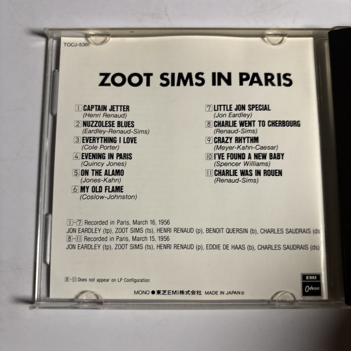 Zoot Sims – In Paris (CD, 1991) tocj-5381 Japan