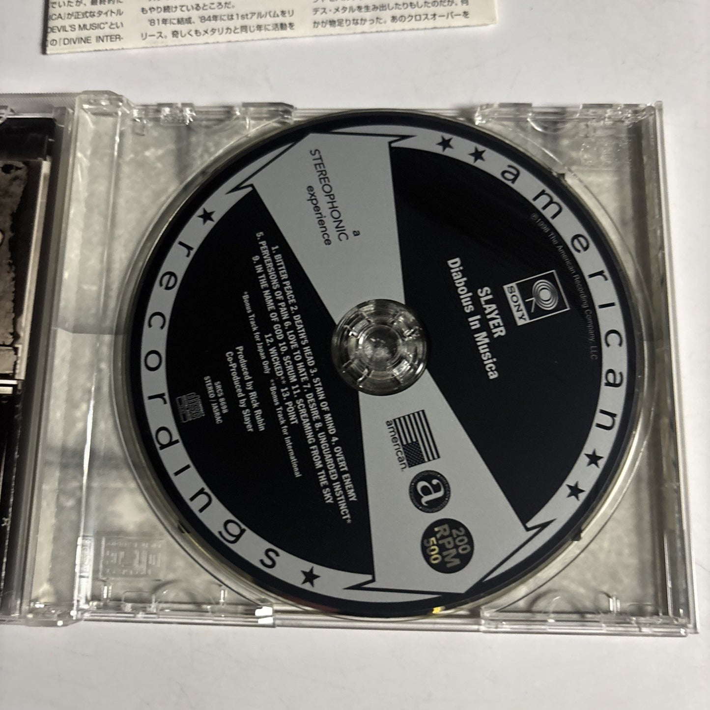 Slayer – Diabolus In Musica (CD, 1998) Japan Bonus Track SRCS 8698