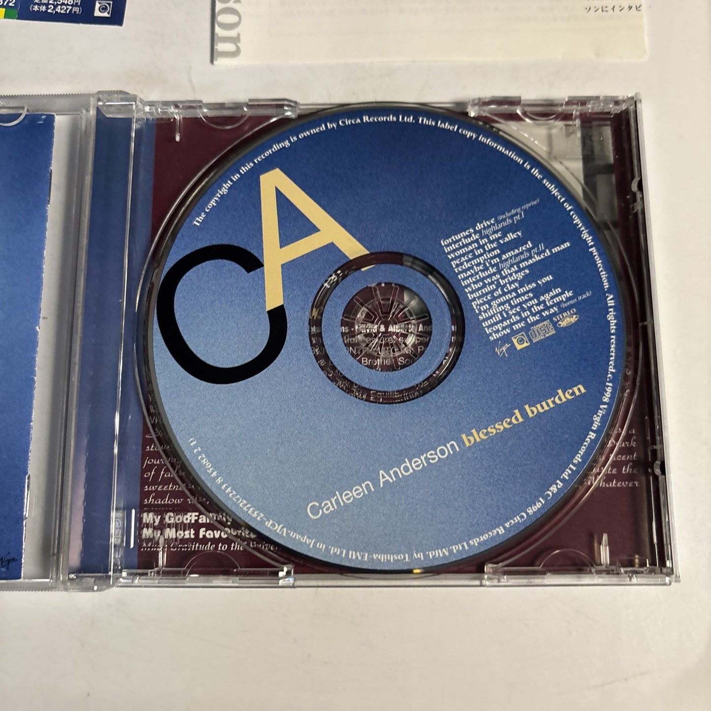 Carleen Anderson – Blessed Burden (CD, 1998) Japan obi VJCP-25372