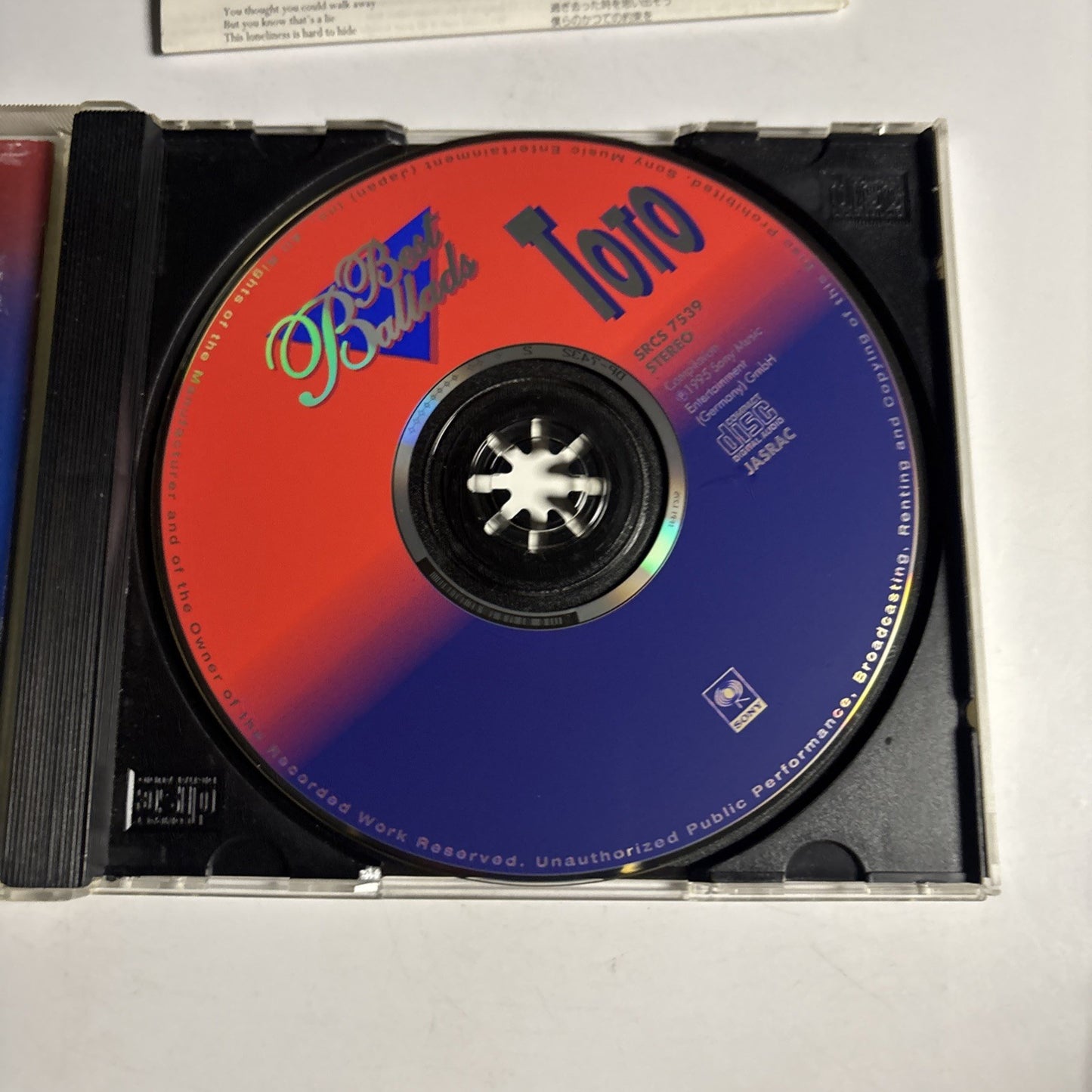 Toto – Best Ballads (CD, 1995) Japan SRCS 7539