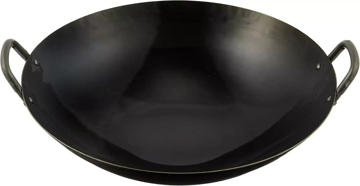 Yamada Kaen Aji Handcrafted 36cm Iron Wok for Wok Flavour at Home Made In Japan