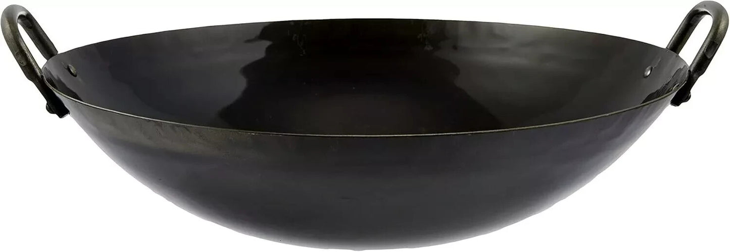 Yamada Kaen Aji Handcrafted 36cm Iron Wok for Wok Flavour at Home Made In Japan