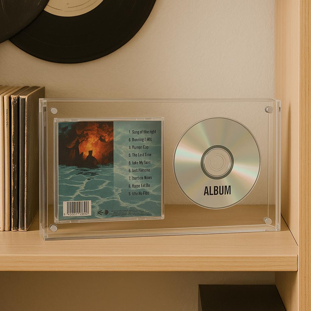 Acrylic CD Display Stand for Jewel Case – Clear UV Protective Cover Frame