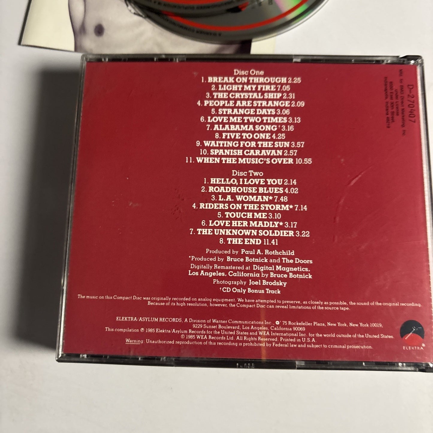 The Doors – The Best Of The Doors (CD, 1986) US 2-Disc 9 60345-2