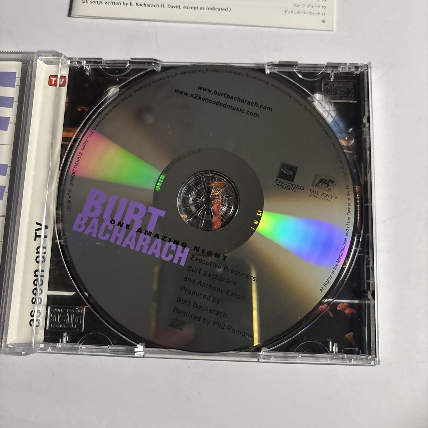 Burt Bacharach – One Amazing Night (CD, 1998) Japan VICP-60537