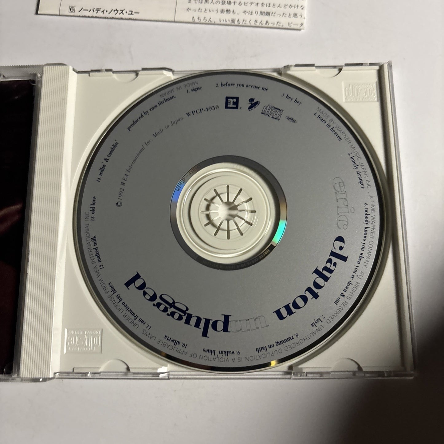 Eric Clapton – Unplugged (CD, 1992) Japan WPCP-4950