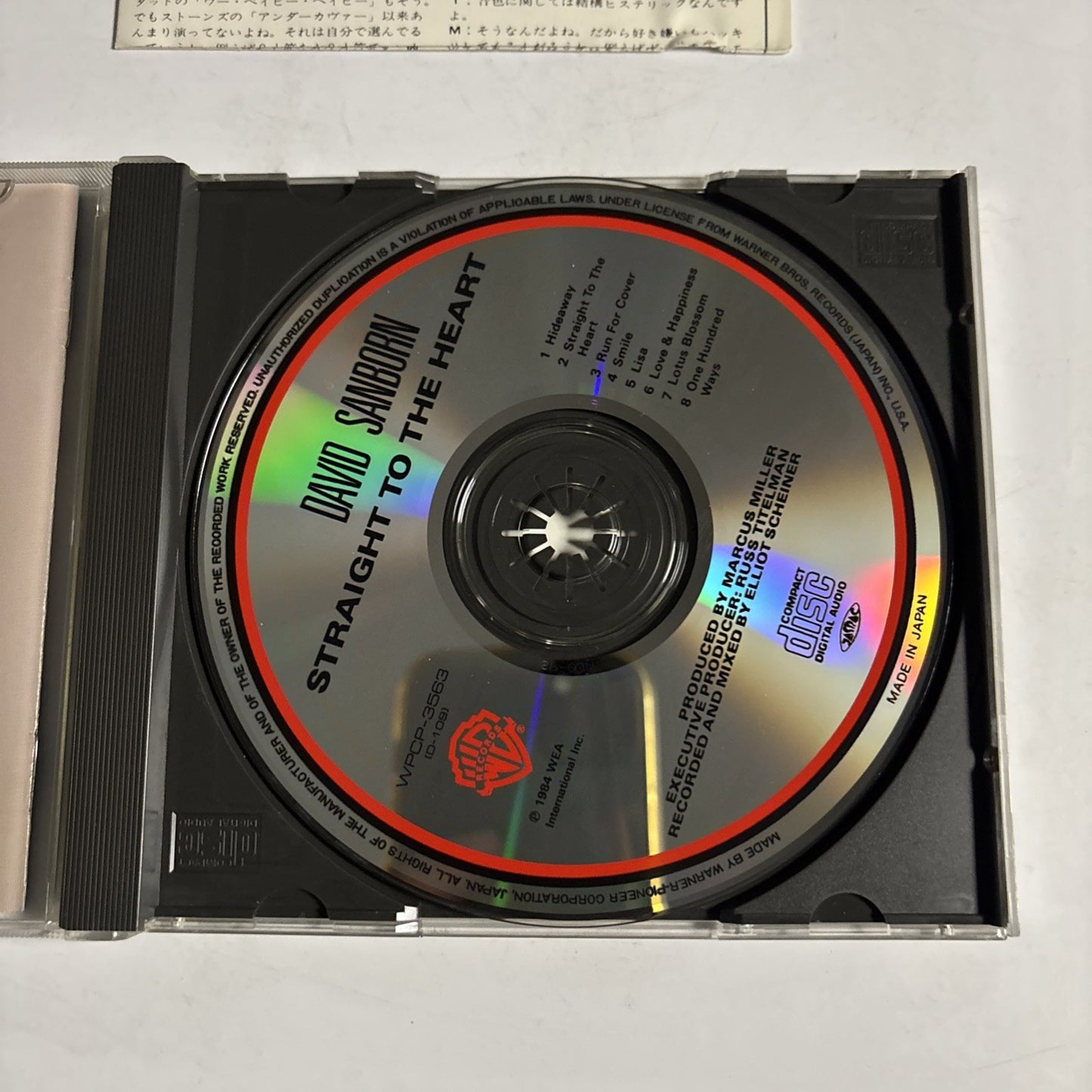 David Sanborn – Straight To The Heart (CD, 1990) Japan WPCP-3563