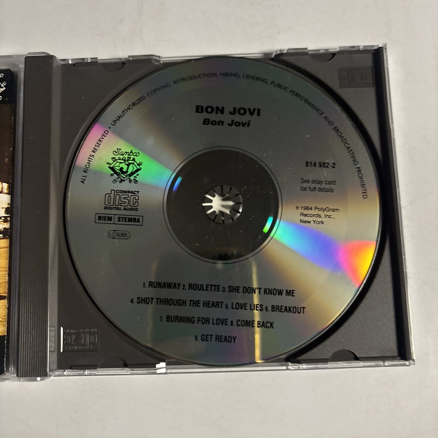 Bon Jovi – Bon Jovi (CD, 1984) UK, Europe & US 814 982-2